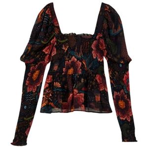 FARM RIO Black river creatures blouse black river Size S